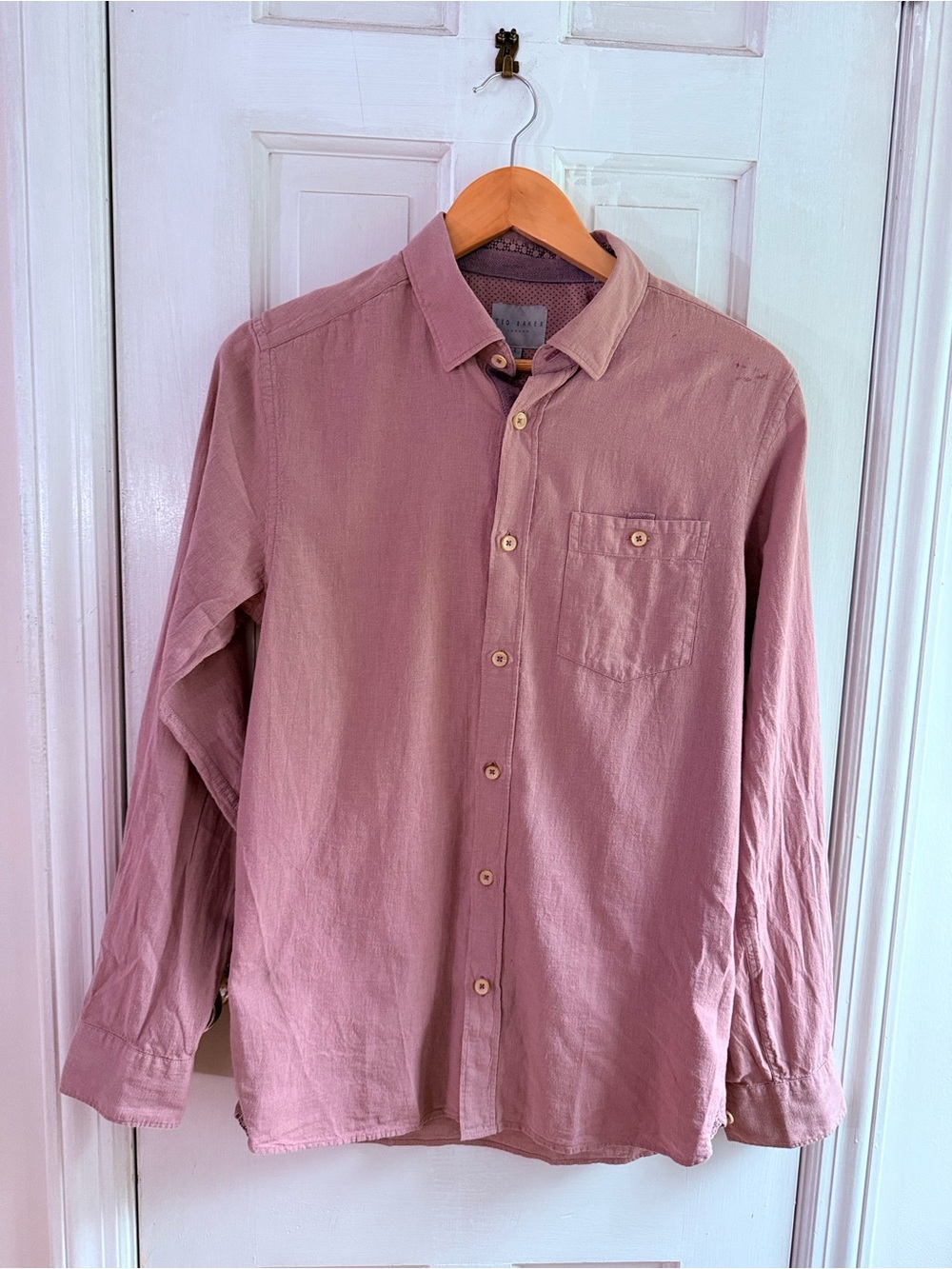 Ted Baker Mauve-Pink Long Sleeve Button-Down Shirt